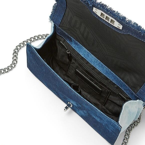 Rebecca Minkoff Love Denim Multi Blue Patchwork Chain Crossbody Shoulder Bag. - Picture 3 of 8